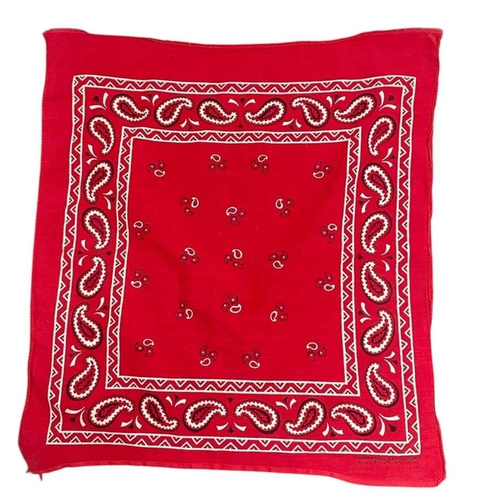Vintage guaranteed colour fast red paisley classic bandana